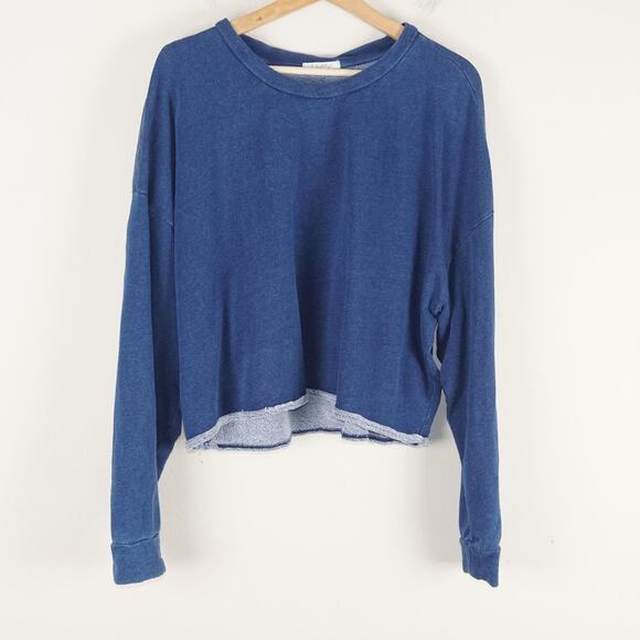 Z Supply Tops - Z Supply Circuit Knit Denim Blue Indigo Rolled Hem Loose Sweatshirt Womens Sz S